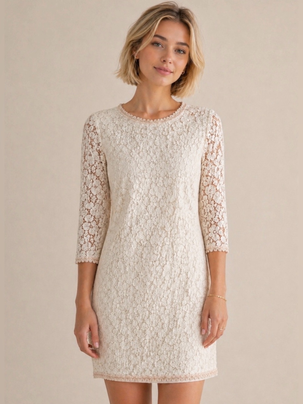 French Connection Ivory Lace Mini Dress Size 2 Bridal Shower Graduation
